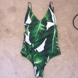 Palm Leaf one piece Bathing suit